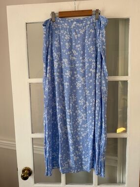 & Other Stories Blue Floral Midi Skirt